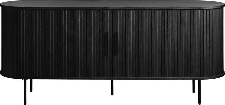 Černá nízká komoda v dekoru dubu s posuvnými dveřmi 76x180 cm Nola – Unique Furniture Unique Furniture