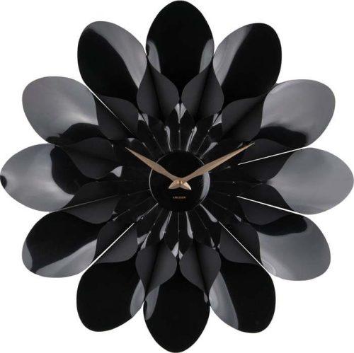 Černé nástěnné hodiny Karlsson Flower