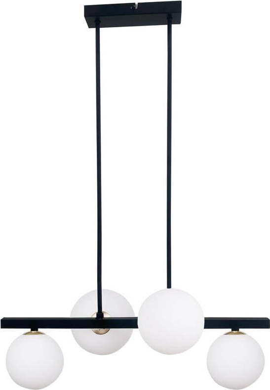 Černé závěsné svítidlo se skleněným stínidlem 25x59 cm Kama – Candellux Lighting Candellux Lighting