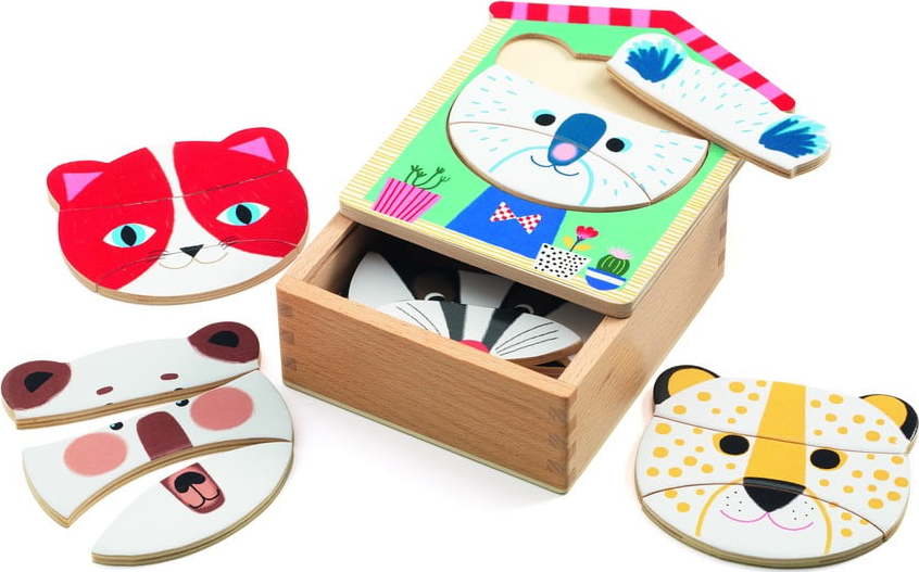 Dětské dřevěné puzzle v krabičce Djeco DJECO