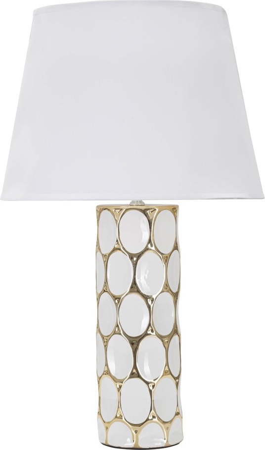 Keramická stolní lampa s textilním stínidlem v bílo-zlaté barvě (výška 56 cm) Glam Carv – Mauro Ferretti Mauro Ferretti