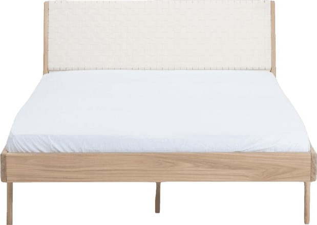 Dvoulůžková postel z dubového dřeva v bílo-přírodní barvě 160x200 cm Fawn – Gazzda Gazzda