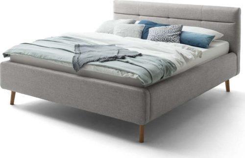 Šedá čalouněná dvoulůžková postel s úložným prostorem s roštem 180x200 cm Lotte - Meise Möbel Meise Möbel