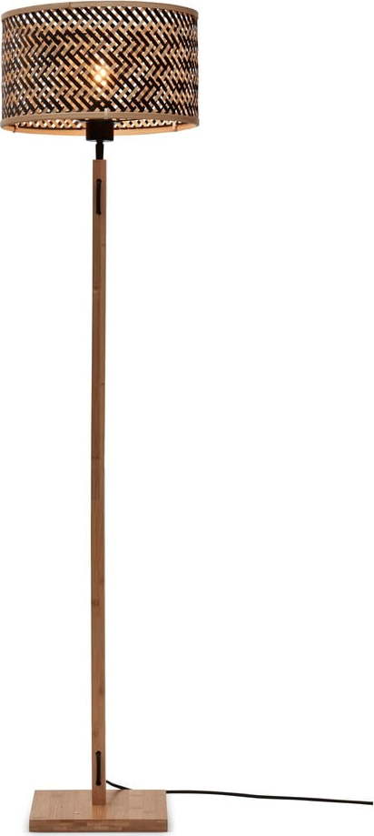 Stojací lampa s bambusovým stínidlem v černo-přírodní barvě (výška 128 cm) Java – Good&Mojo Good&Mojo