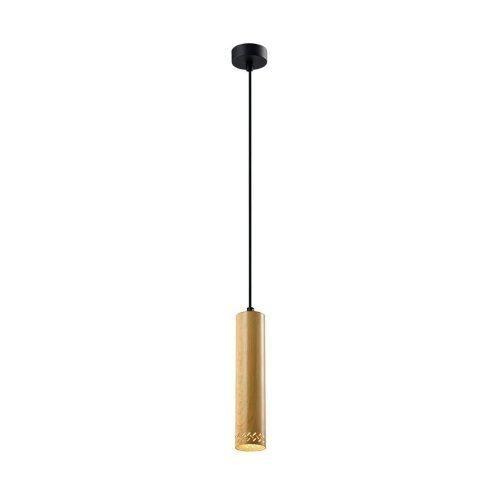 Černé závěsné svítidlo s dřevěným stínidlem ø 7 cm Tubo – Candellux Lighting Candellux Lighting